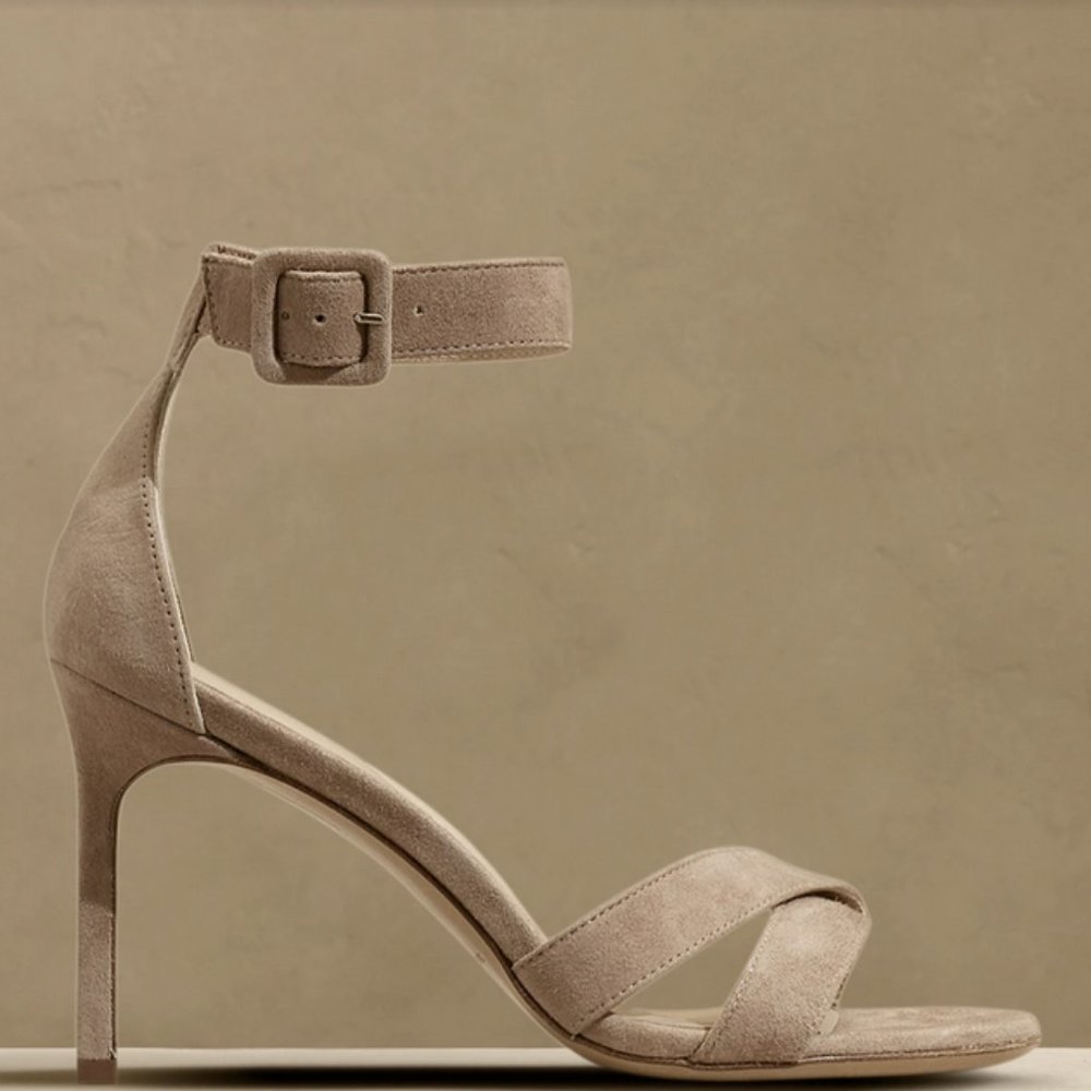 Banana Republic Terazzo Suede High Heel Shoe Taupe 9.5 9 1/2 NEW Heel Pump